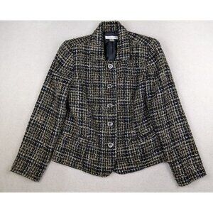 CHRISTOHPER & BANKS - WOMEN'S BLACK WOVEN BLAZER JACKET - SIZE M